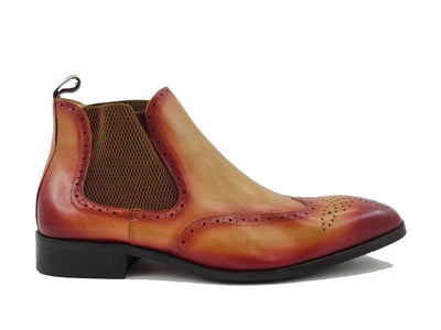 Carrucci Shoes KB Burnished Calfskin Wingtip Boot Premium KB50319