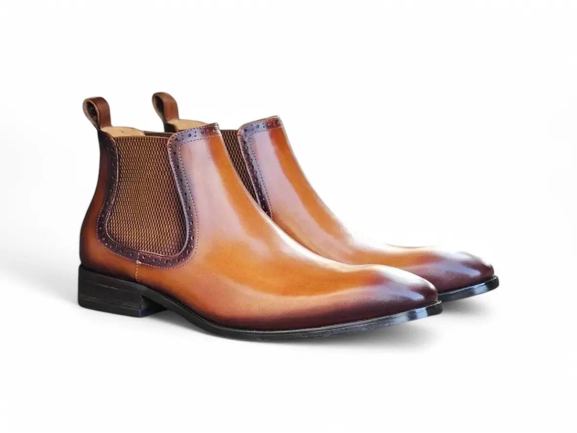 Carrucci Shoes KB Hand Burnished Chelsea Boots Leather Classic KB50311