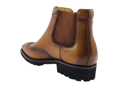 Carrucci Shoes KB Lug Sole Chelsea Boot Wingtip Toe Calf Leather KB51513