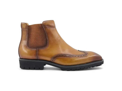 Carrucci Shoes KB Lug Sole Chelsea Boot Wingtip Toe Calf Leather KB51513
