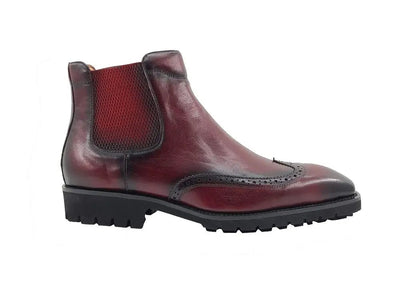 Carrucci Shoes KB Lug Sole Chelsea Boot Wingtip Toe Calf Leather KB51513