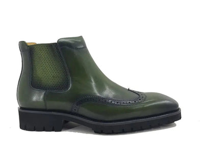 Carrucci Shoes KB Lug Sole Chelsea Boot Wingtip Toe Calf Leather KB51513