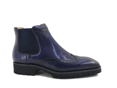 Carrucci Shoes KB Lug Sole Chelsea Boot Wingtip Toe Calf Leather KB51513