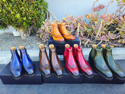 Carrucci Shoes KB Lug Sole Chelsea Boot Wingtip Toe Calf Leather KB51513