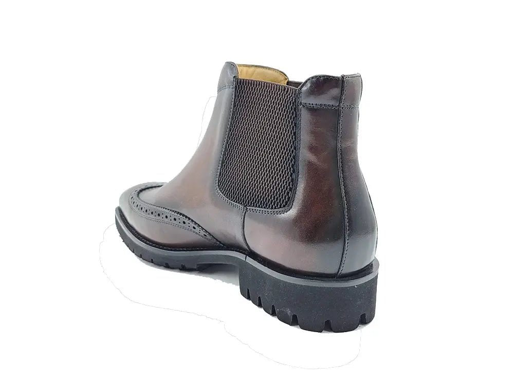 Carrucci Shoes KB Lug Sole Chelsea Boot Wingtip Toe Calf Leather KB51513