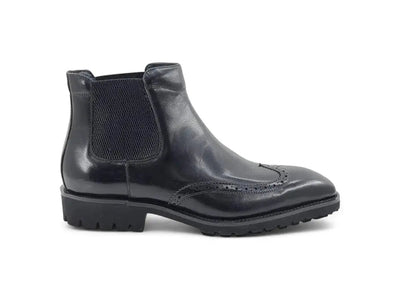 Carrucci Shoes KB Lug Sole Chelsea Boot Wingtip Toe Calf Leather KB51513