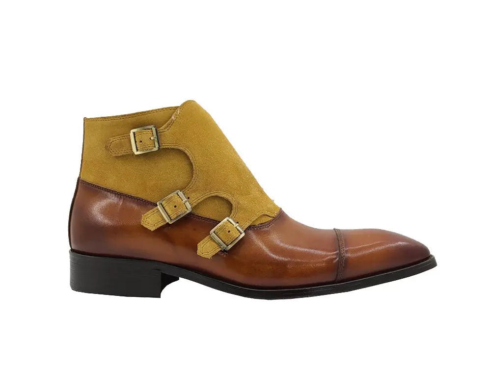 Carrucci Shoes Kb Three Buckles Monk Chukka Boot Calfskin KB50318SC