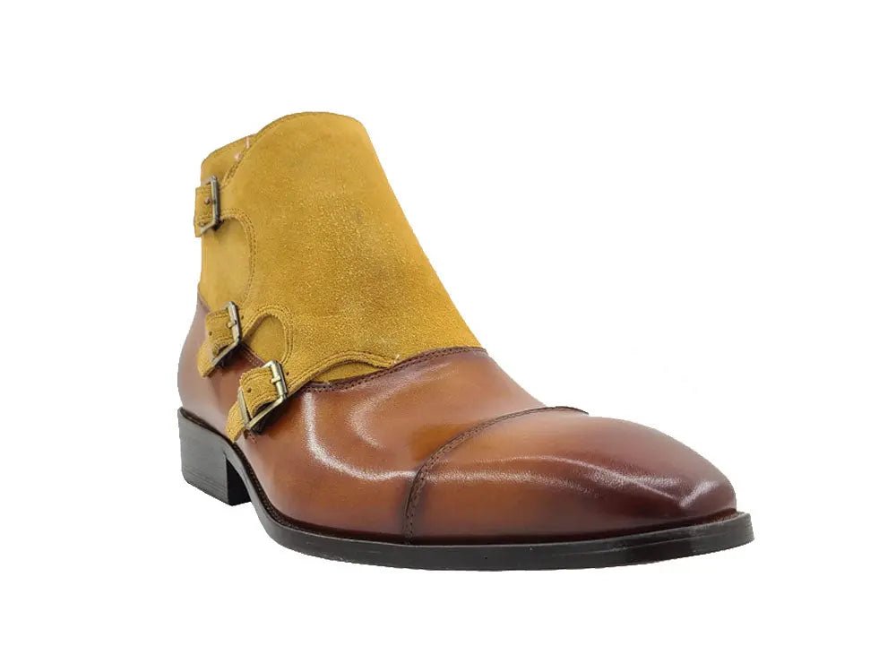 Carrucci Shoes Kb Three Buckles Monk Chukka Boot Calfskin KB50318SC