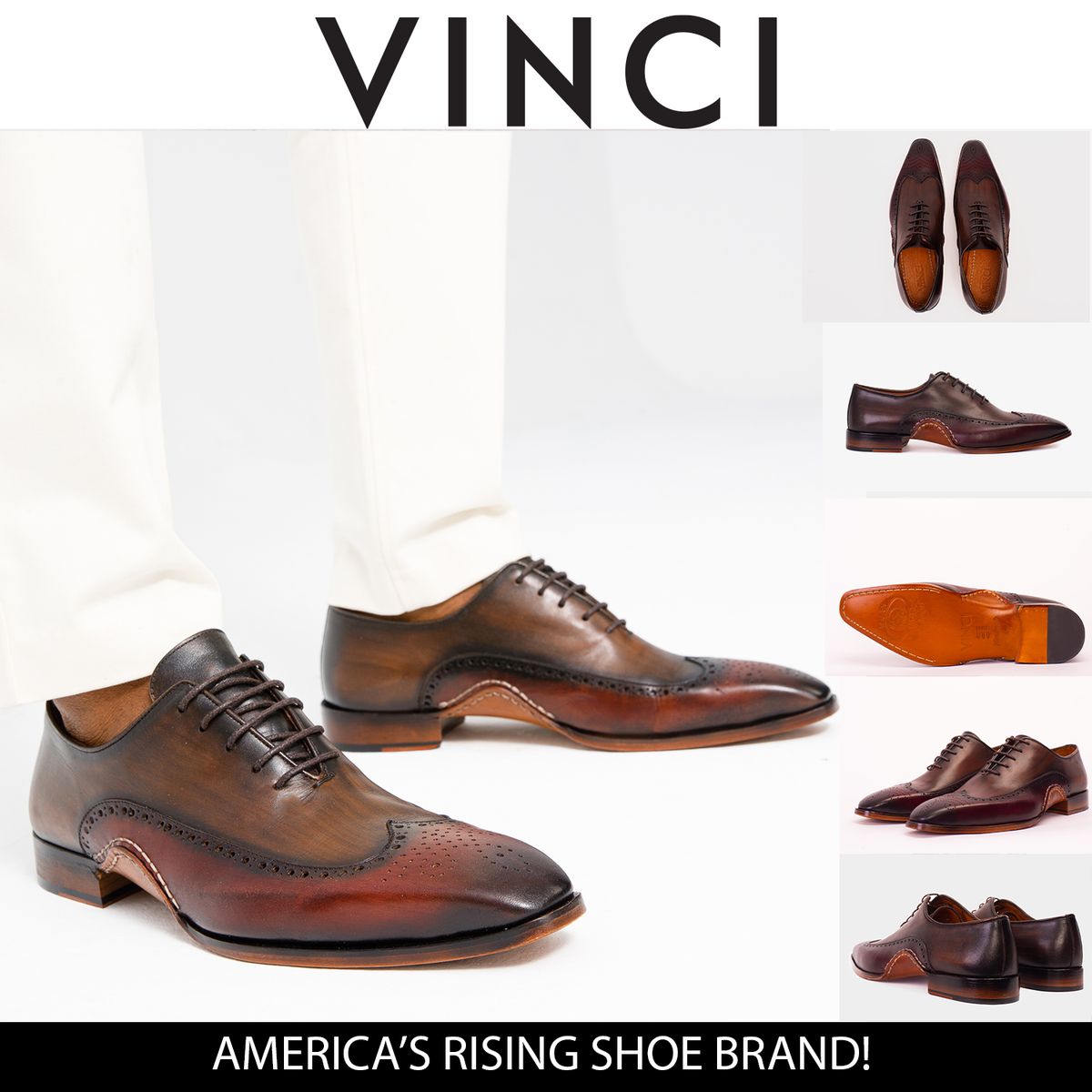 Vinci Leather The Royal Hand Craft Burgundy Wingtip Oxford Men Shoe – product view 7