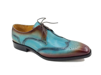 Carrucci Shoes KS Two Tone Wing Tip Blucher Oxford Calfskin KS50369T