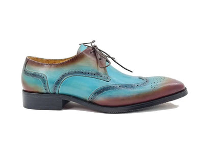 Carrucci Shoes KS Two Tone Wing Tip Blucher Oxford Calfskin KS50369T