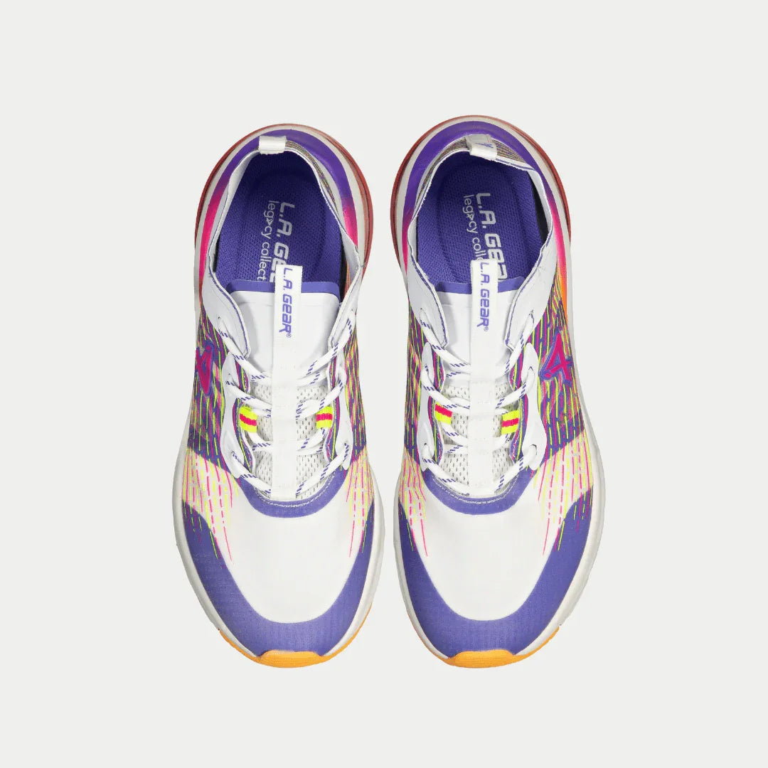LA Gear Women's Artesia Lowtop | White x Purple x Orange – top view