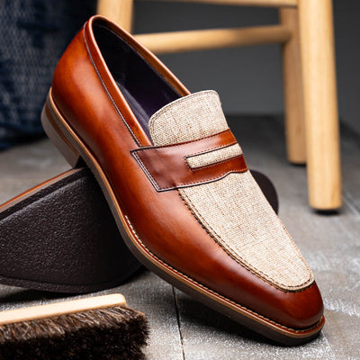 Zelli Italia 15-733-CGN Lago Italian Calfskin Slip On Loafer Cognac Top View