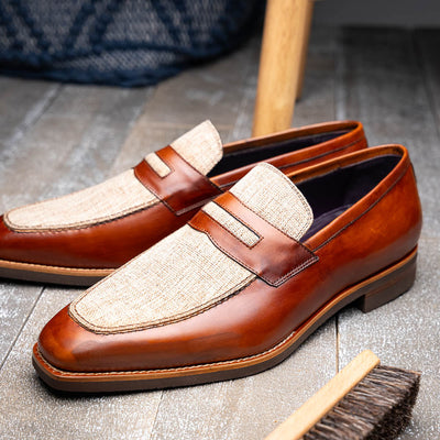 Zelli Italia 15-733-CGN Lago Italian Calfskin Slip On Loafer Cognac Lifestyle View