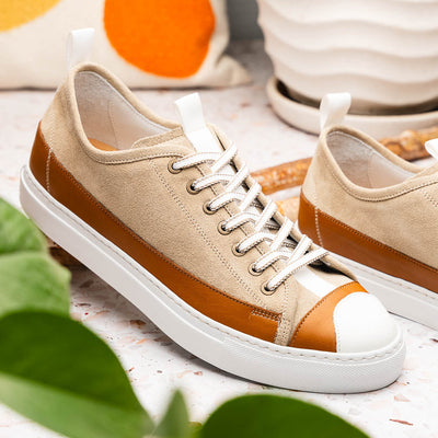 Zelli Italia Men's 65-360-TPE LANDO Sueded Calfskin Sneaker Taupe