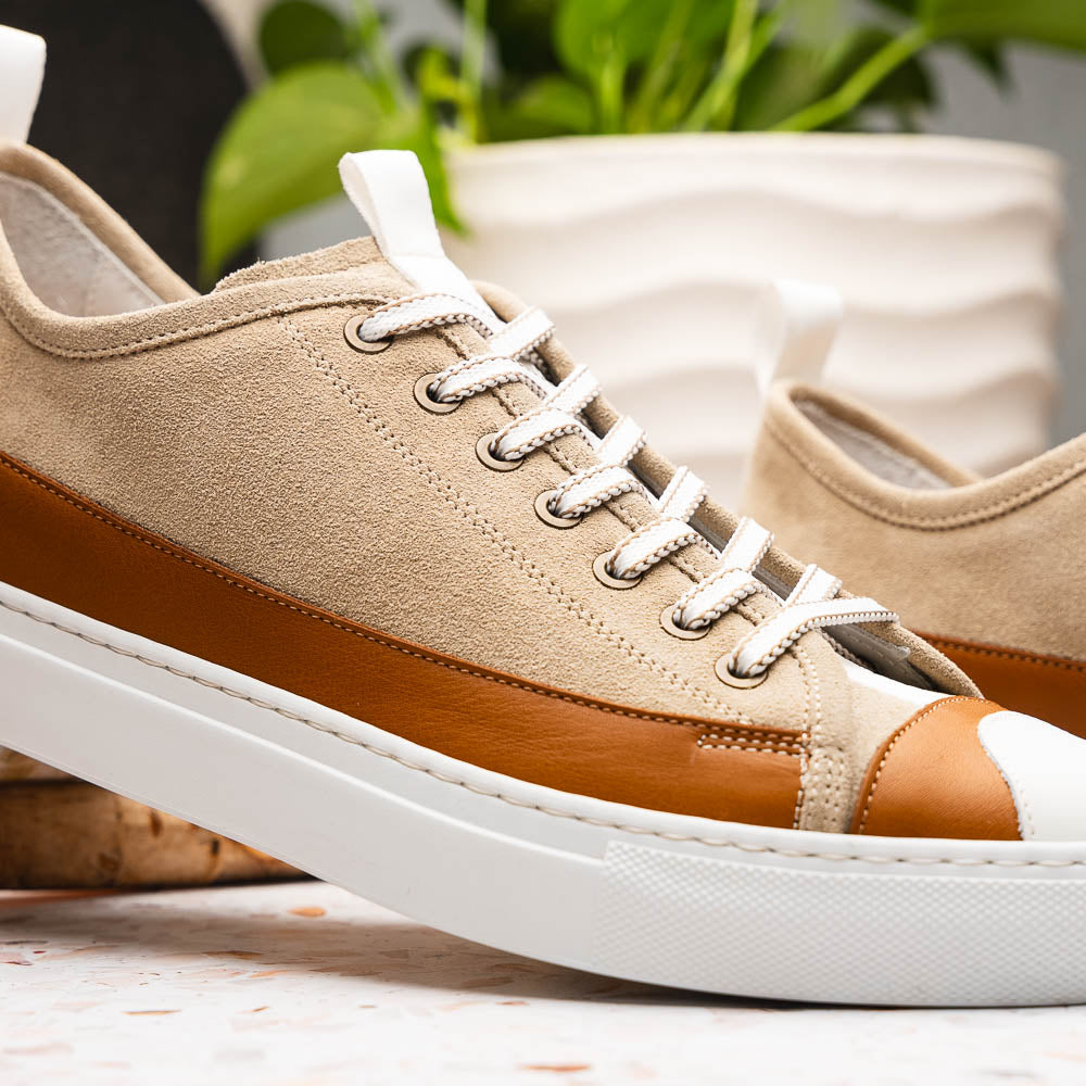 Zelli Italia Men's 65-360-TPE LANDO Sueded Calfskin Sneaker Taupe