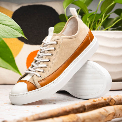 Zelli Italia Men's 65-360-TPE LANDO Sueded Calfskin Sneaker Taupe