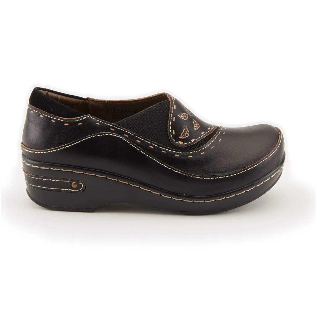 L'Artiste Burbank clogs in Black, side profile