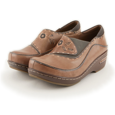 L'Artiste Burbank clogs in Grey, three-quarter front view