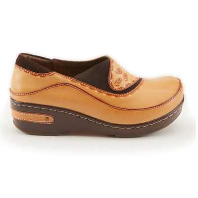 L'Artiste Burbank clogs in Natural, side profile