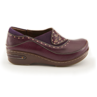L'Artiste Burbank clogs in Purple, side profile