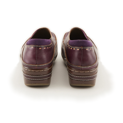 L'Artiste Burbank clogs in Purple, rear view