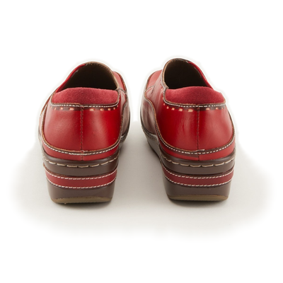 L'Artiste Burbank clogs in Red, rear view