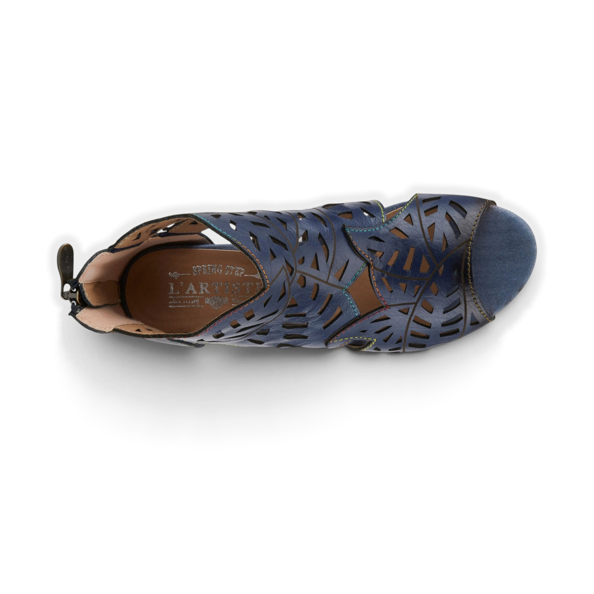 L'Artiste Icon Navy sandal, overhead view; original manufacturer product photograph