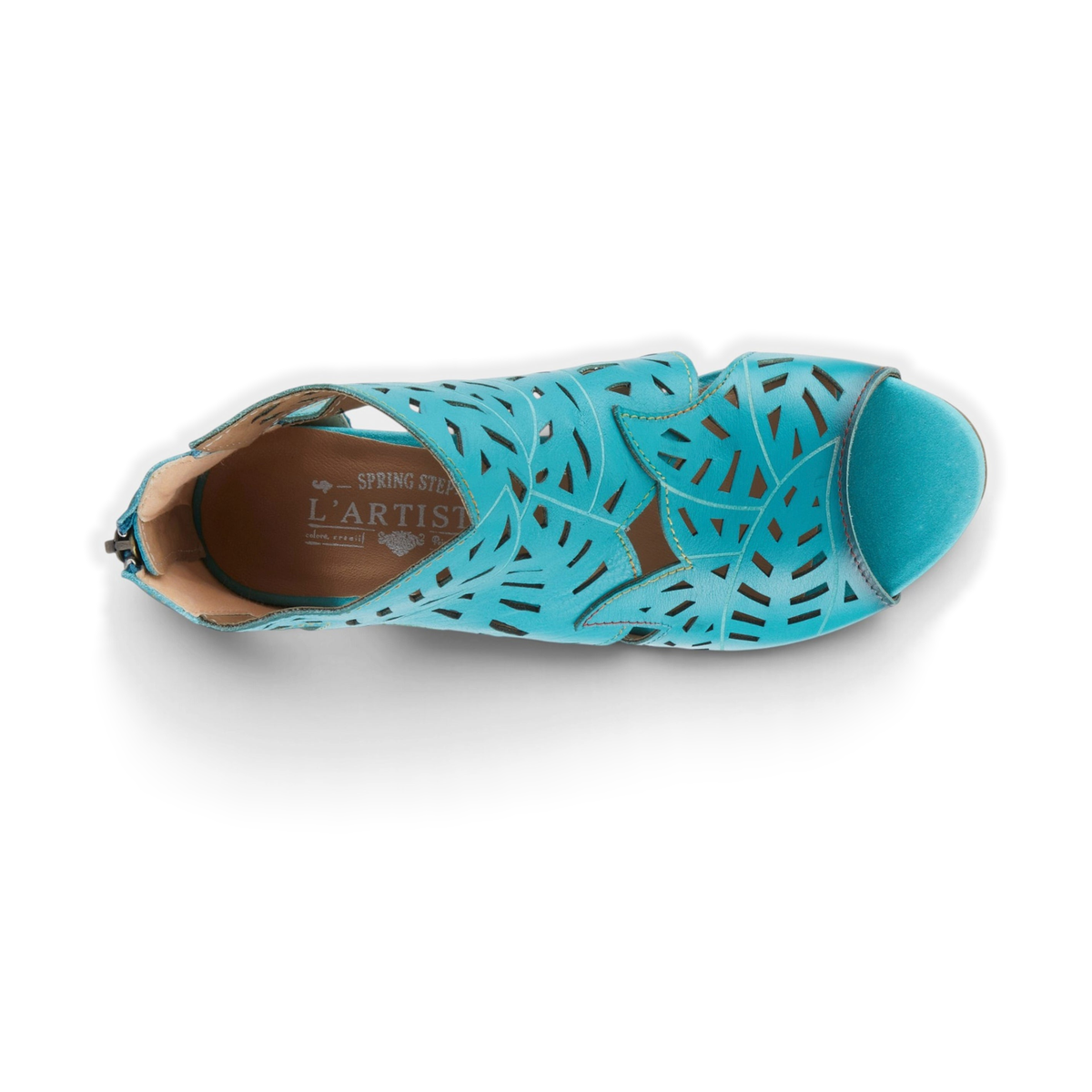 L'Artiste Icon Turquoise sandal, overhead view; original manufacturer product photograph