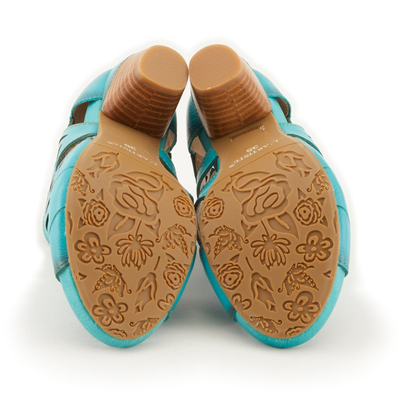 L'Artiste Icon Turquoise sandals, pair, outsole view