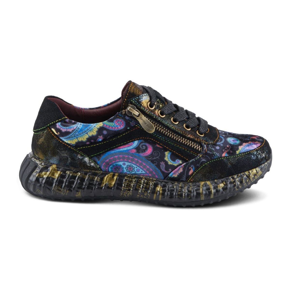 L'Artiste Javana women's black multi sneaker, right-facing side profile view