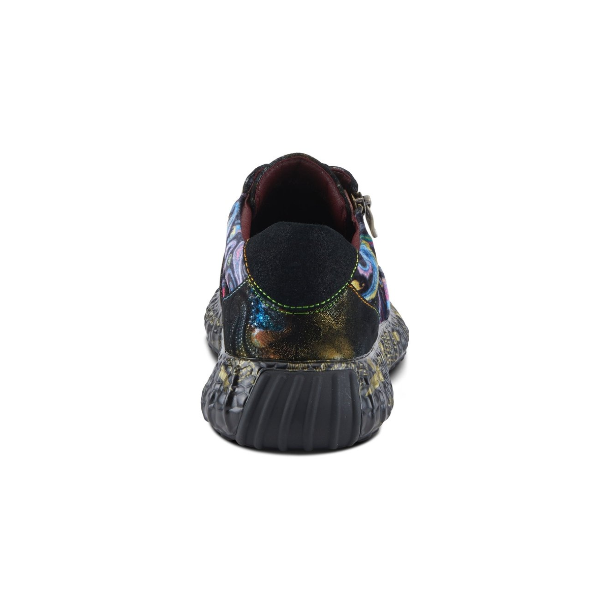 L'Artiste Javana women's black multi sneaker, heel view