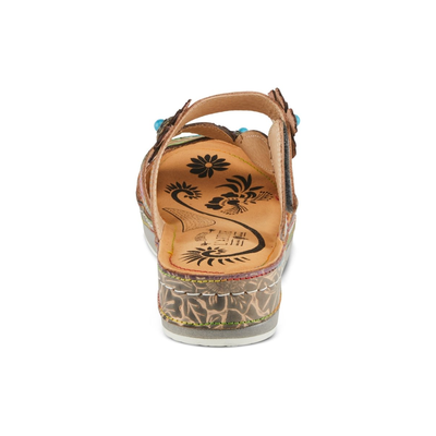 L'Artiste Pillow-Soft floral slide sandal in Grey Multi, rear view