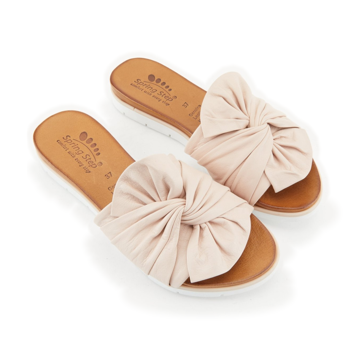 Spring Step Lavona Blush slide sandals, angled top view of a pair