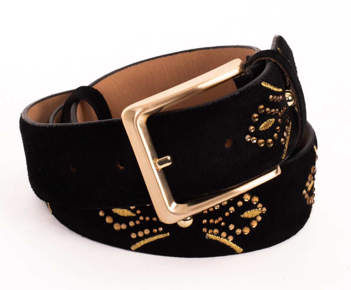Vinci Leather The Lazio Black Suede Leather Belt – product view 2