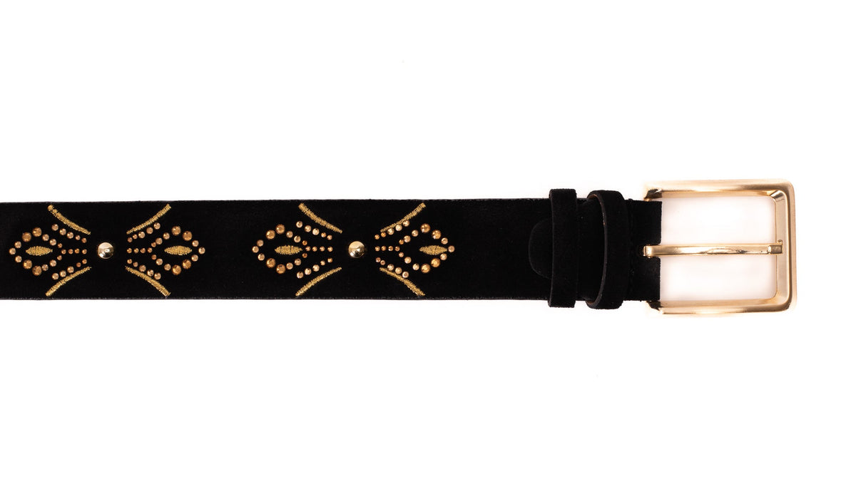 Vinci Leather The Lazio Black Suede Leather Belt – product view 4