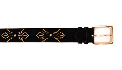 The Lazio Black Suede Leather Belt