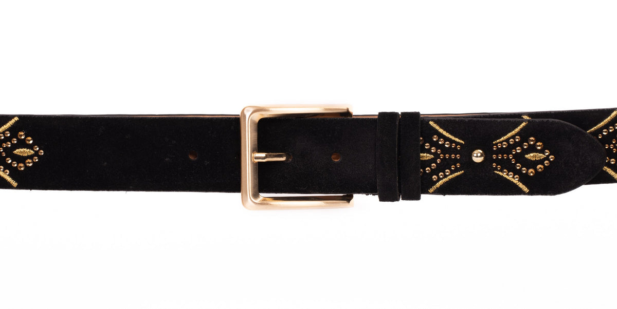 Vinci Leather The Lazio Black Suede Leather Belt – product view 3