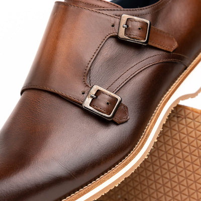 Zelli Italia Men's 55-103-BRN LEGERRA Hand Burnished Italian Calfskin Monkstrap, Brown