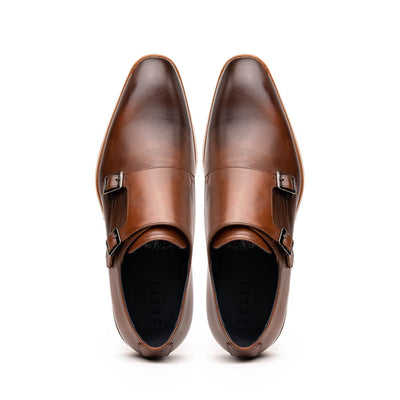 Zelli Italia Men's 55-103-BRN LEGERRA Hand Burnished Italian Calfskin Monkstrap, Brown