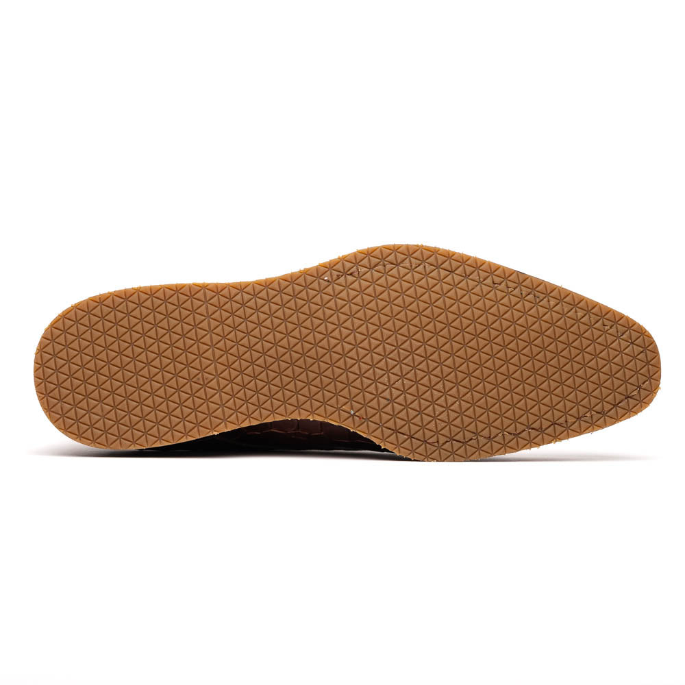 Zelli Italia Men's 55-112-CGN LEGERRA Hand Burnished Crocodile Print Monkstrap Cognac