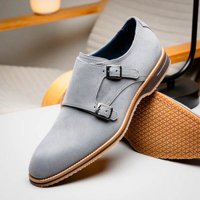 Zelli Italia Men's 56-105-GRY LEGERRA Sueded Goatskin Monkstrap Grey
