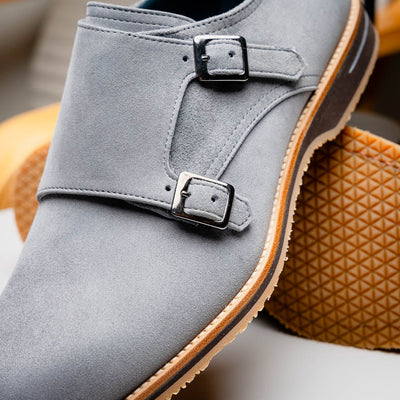 Zelli Italia Men's 56-105-GRY LEGERRA Sueded Goatskin Monkstrap Grey