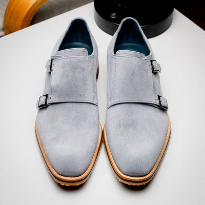 Zelli Italia Men's 56-105-GRY LEGERRA Sueded Goatskin Monkstrap Grey