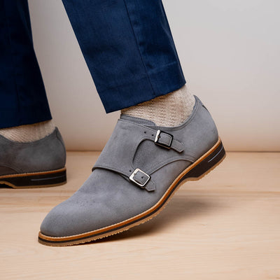 Zelli Italia Men's 56-105-GRY LEGERRA Sueded Goatskin Monkstrap Grey