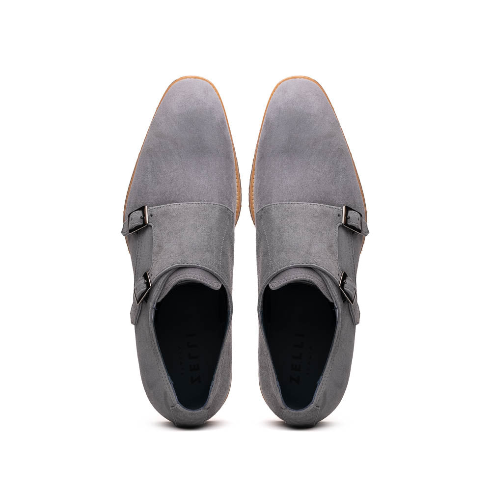 Zelli Italia Men's 56-105-GRY LEGERRA Sueded Goatskin Monkstrap Grey