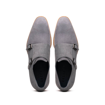 Zelli Italia Men's 56-105-GRY LEGERRA Sueded Goatskin Monkstrap Grey