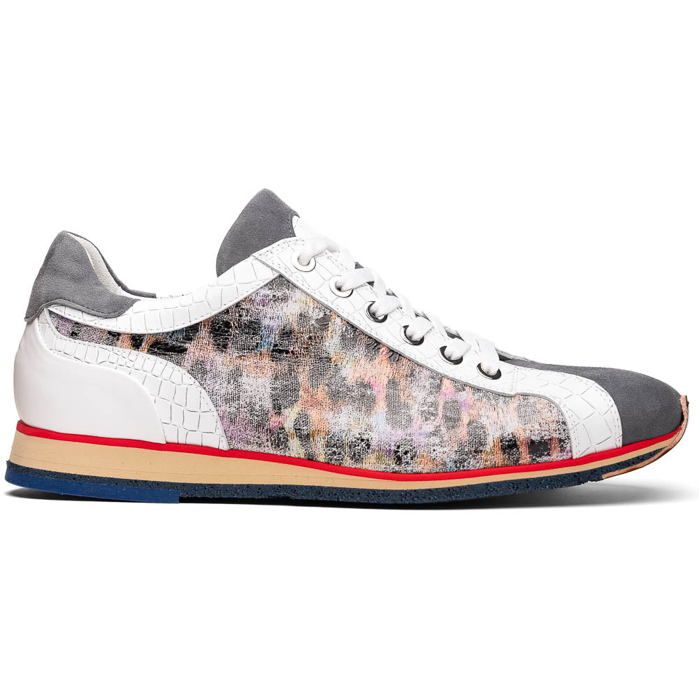 Zelli Italia Men's 66-250-GRY LEO Sueded Italian Goatskin Sneakers Grey Multi