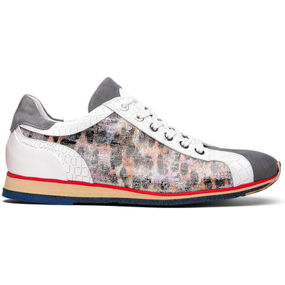 Zelli Italia Men's 66-250-GRY LEO Sueded Italian Goatskin Sneakers Grey Multi