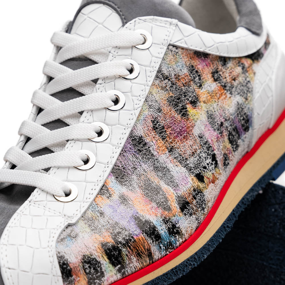 Zelli Italia Men's 66-250-GRY LEO Sueded Italian Goatskin Sneakers Grey Multi